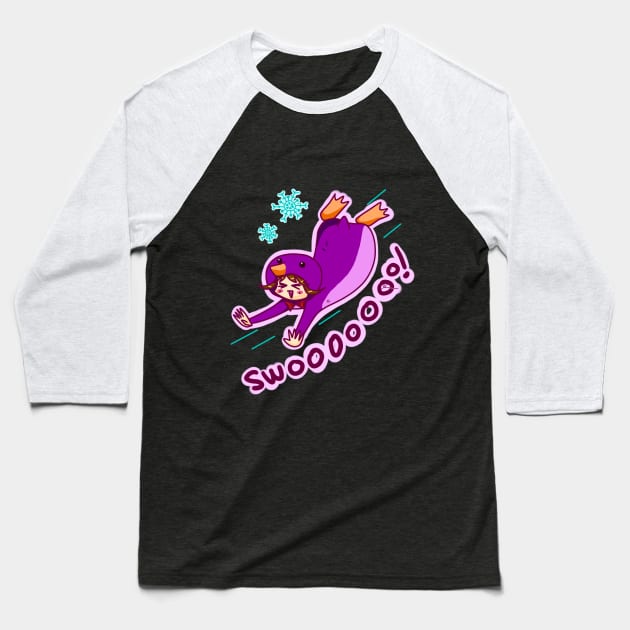 Purple Penguin - Kigurumi Slacker Girl Baseball T-Shirt by ShionS3